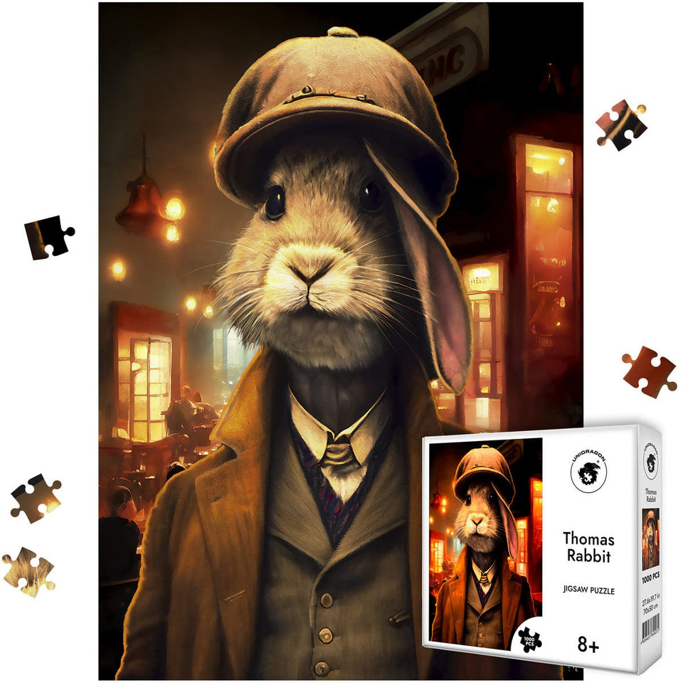 Thomas Rabbit 1000 pcs wooden puzzle — close-up of HDF wooden puzzle pieces