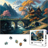 Landscape 1000 pieces wooden puzzle — close-up of HDF wooden puzzle pieces