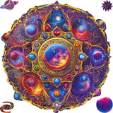 Mandala Space Dreams mandala wooden puzzle — front view with vivid artwork