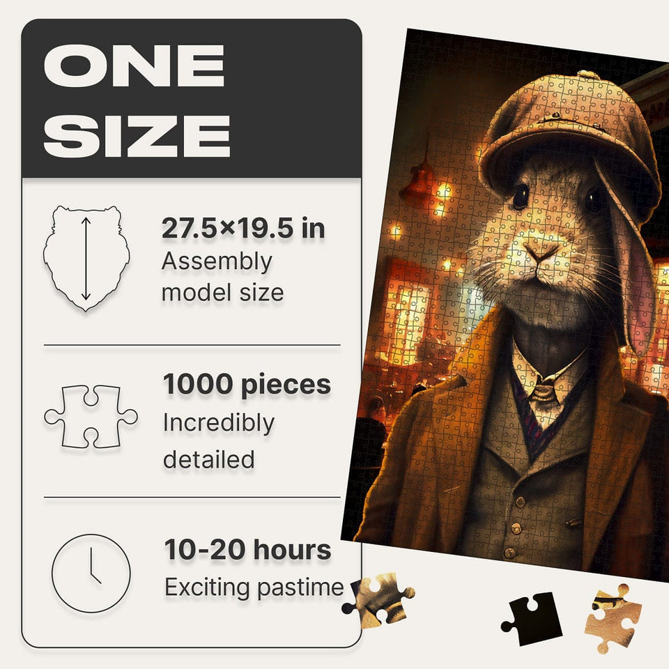 Thomas Rabbit 1000 pcs wooden puzzle — finished puzzle assembled on table