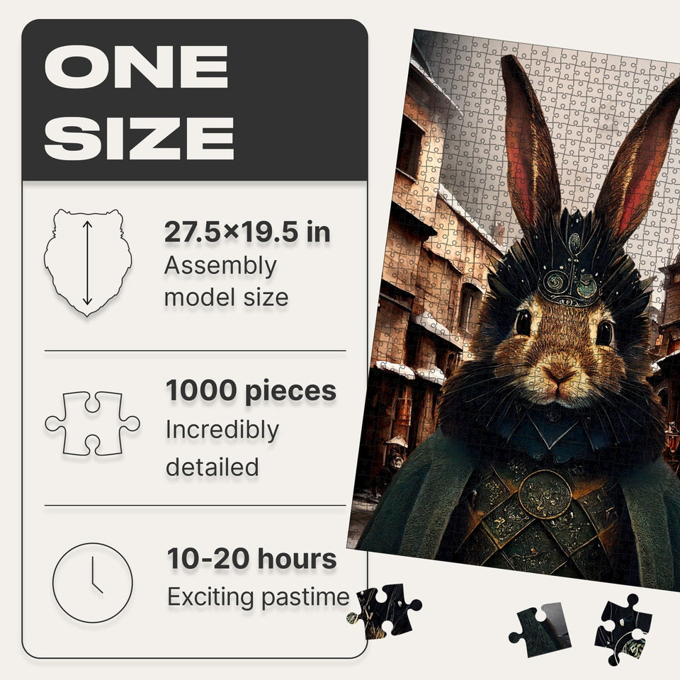 Count Rabbit 1000 pcs wooden animal puzzle — finished puzzle assembled on table