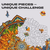 Mandala Nascent Sun mandala wooden puzzle — close-up of HDF wooden puzzle pieces