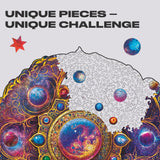 Mandala Space Dreams mandala wooden puzzle — close-up of HDF wooden puzzle pieces