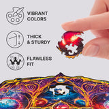 Mandala Space Dreams mandala wooden puzzle — finished puzzle assembled on table