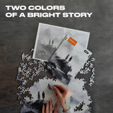 Black and White Serenity wooden puzzle — designer gift box and packaging