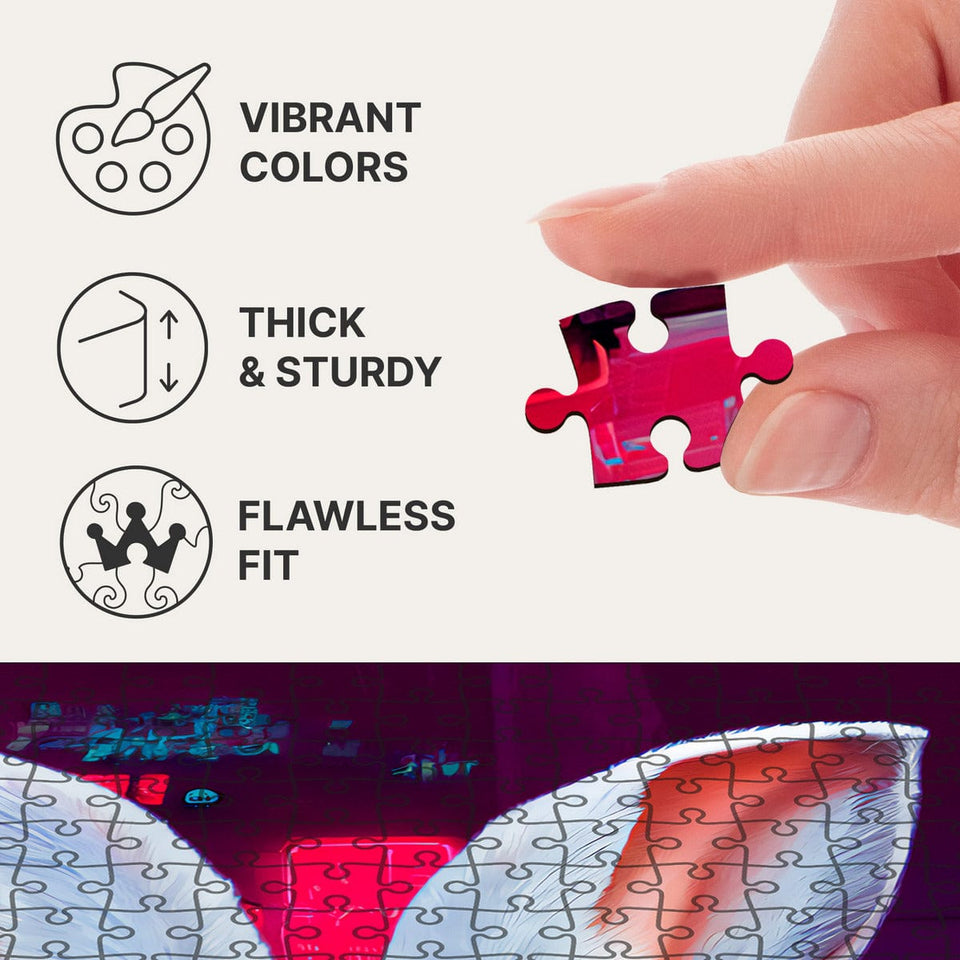 Cyber Rabbit 1000 pcs wooden animal puzzle — puzzle pieces showing unique laser-cut shapes