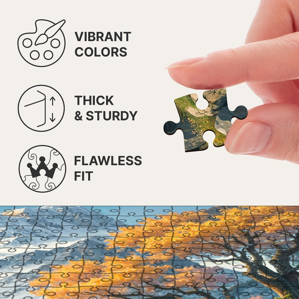Landscape 1000 pieces wooden puzzle — puzzle pieces showing laser-cut shapes