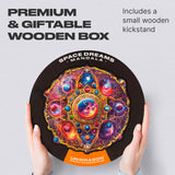 Mandala Space Dreams mandala wooden puzzle — puzzle pieces showing laser-cut shapes