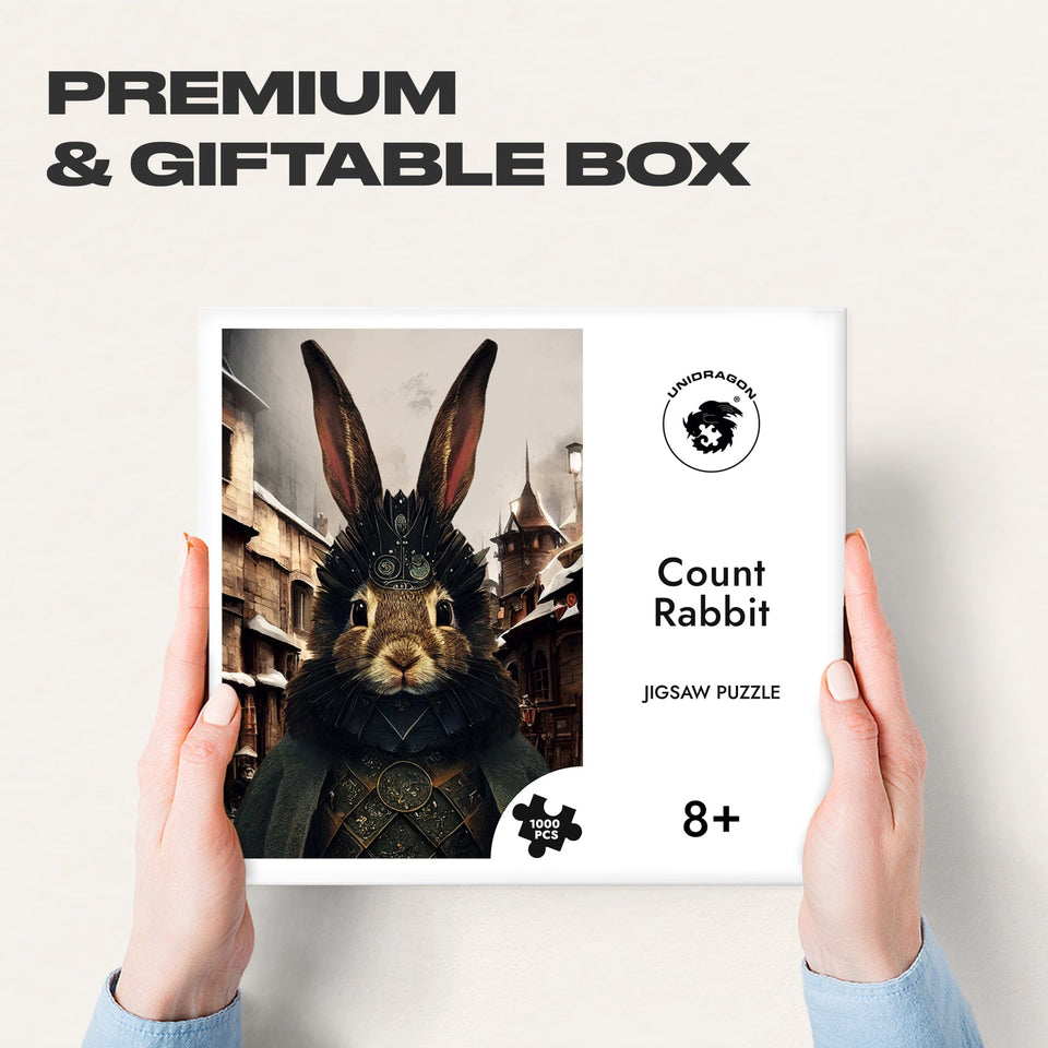 Count Rabbit 1000 pcs wooden animal puzzle — reverse side or hidden design