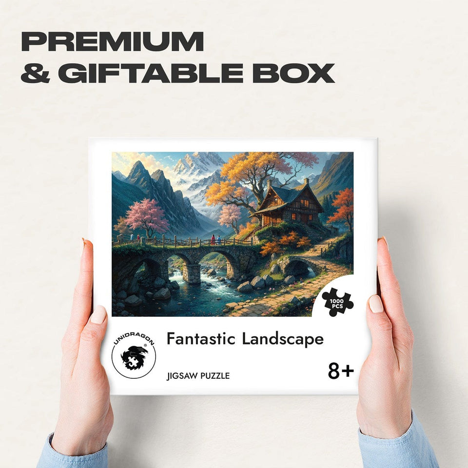 Landscape 1000 pieces wooden puzzle — reverse side hidden design