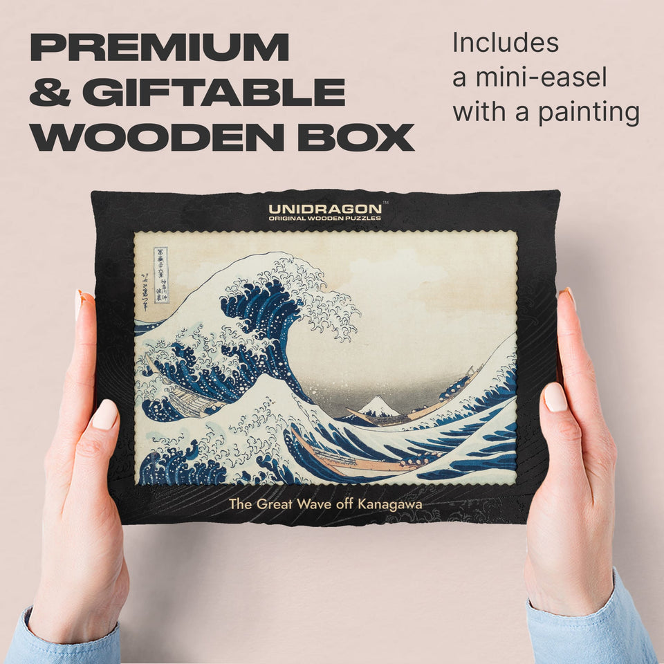 The Great Wave off Kanagawa wooden puzzle — reverse side hidden design