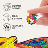 Alluring Fox wooden puzzle with animal-shaped pieces and vivid artwork — finished puzzle assembled on table