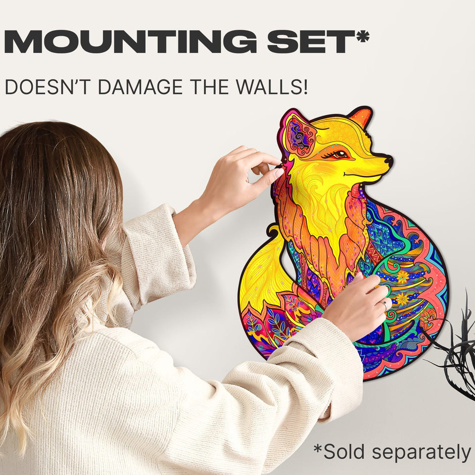 Alluring Fox wooden puzzle with animal-shaped pieces and vivid artwork — gift box and packaging