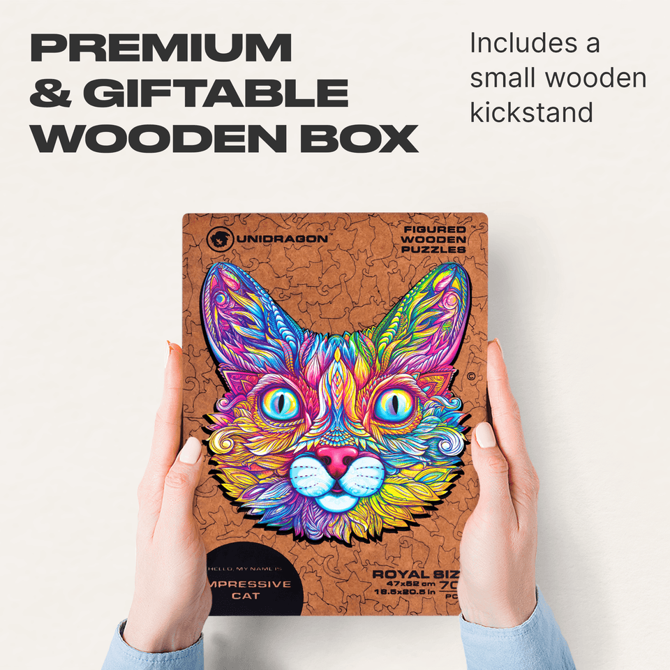 Impressive Cat wooden animal puzzle — puzzle pieces showing unique laser-cut shapes