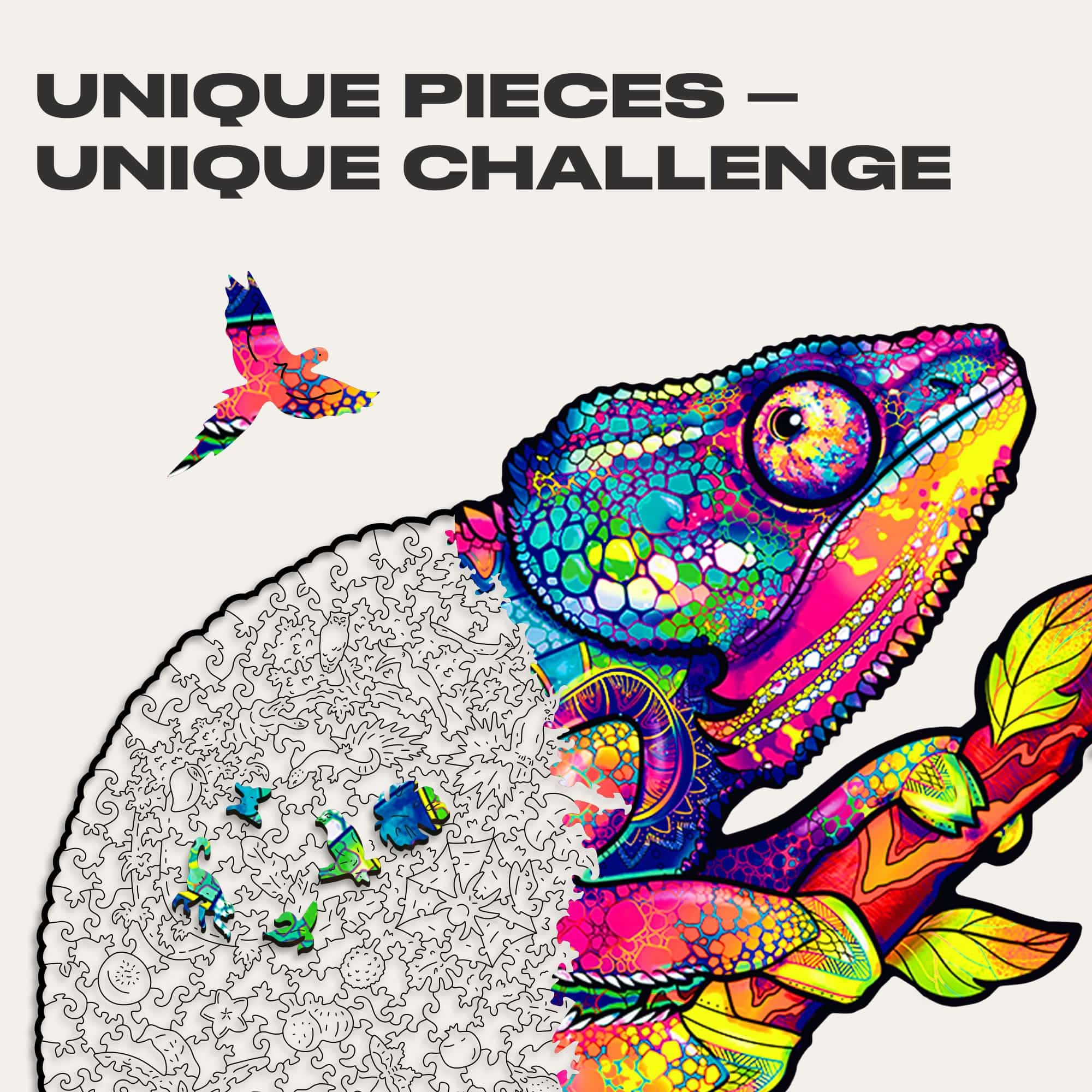 Iridescent Chameleon Wooden Puzzle for Adults | Unidragon