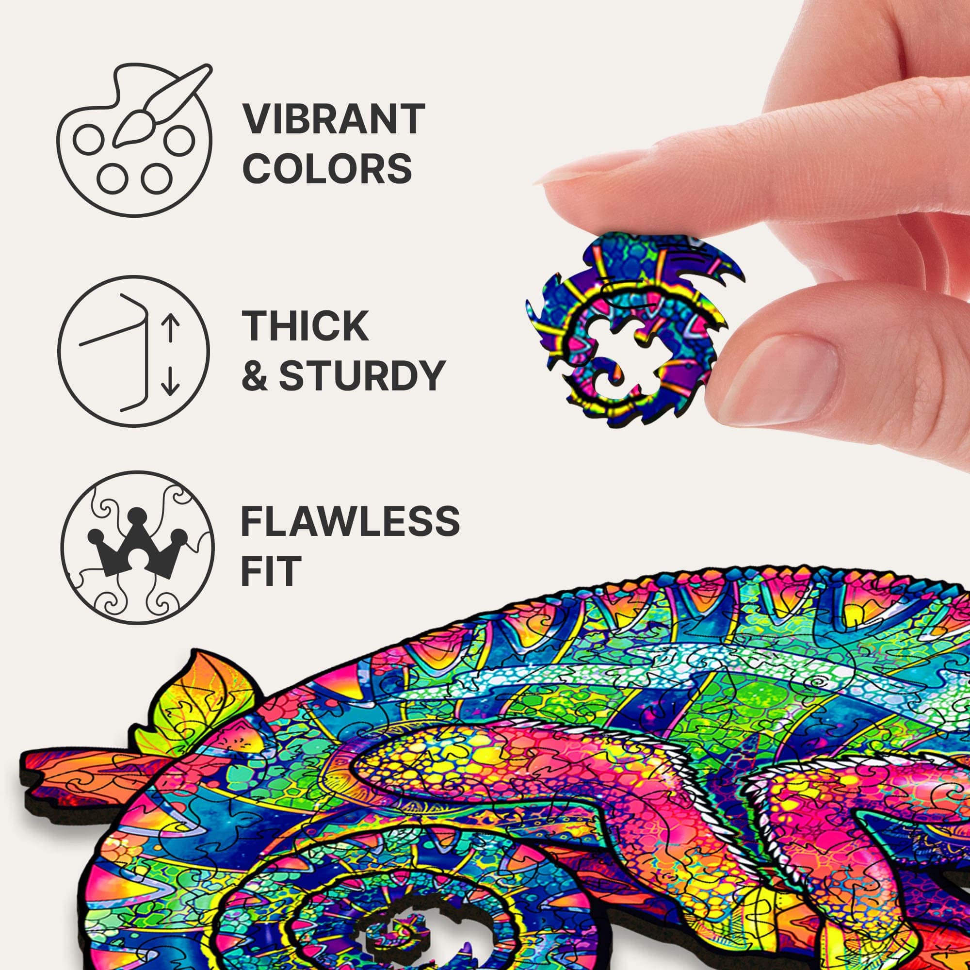 Iridescent Chameleon Wooden Puzzle for Adults | Unidragon