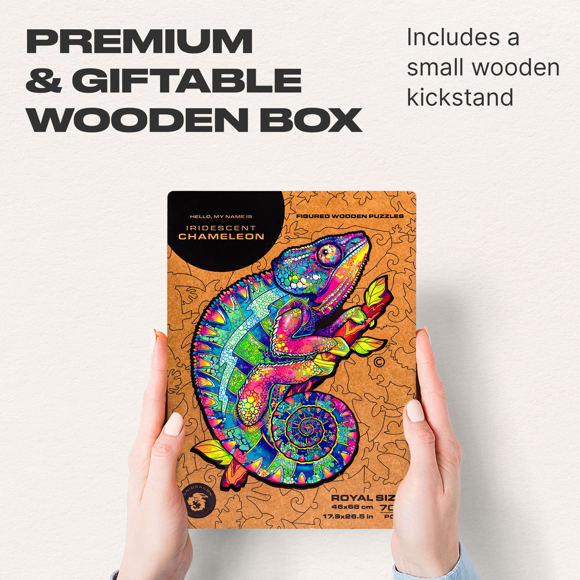 Iridescent Chameleon Wooden Puzzle for Adults | Unidragon