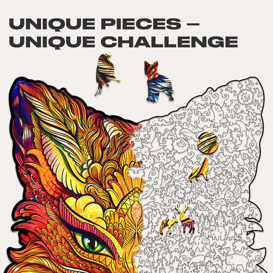 Fiery Fox Wooden Puzzle — HDF Whimsy Jigsaw – Unidragon US