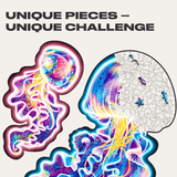 Wandering Jellyfish wooden puzzle — close-up of HDF wooden puzzle pieces