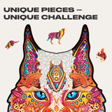 Gentle Lynx wooden animal puzzle — close-up of HDF wooden puzzle pieces
