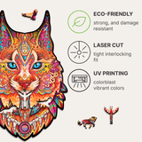 Gentle Lynx wooden animal puzzle — hand holding wooden puzzle piece detail