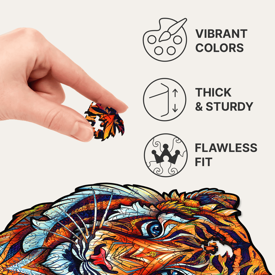 Lovely Tiger wooden puzzle — finished puzzle assembled on table