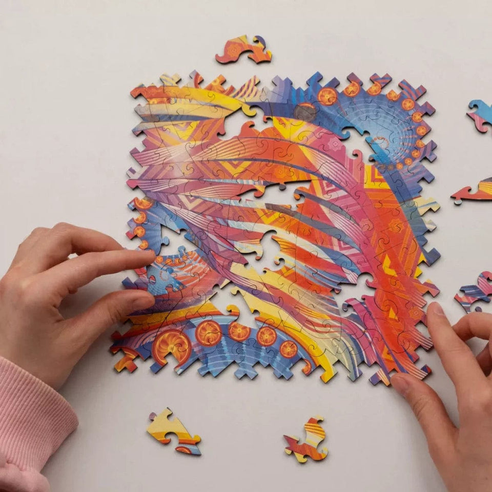 Concurrent Abstraction wooden brain teaser puzzle — size dimensions and comparison
