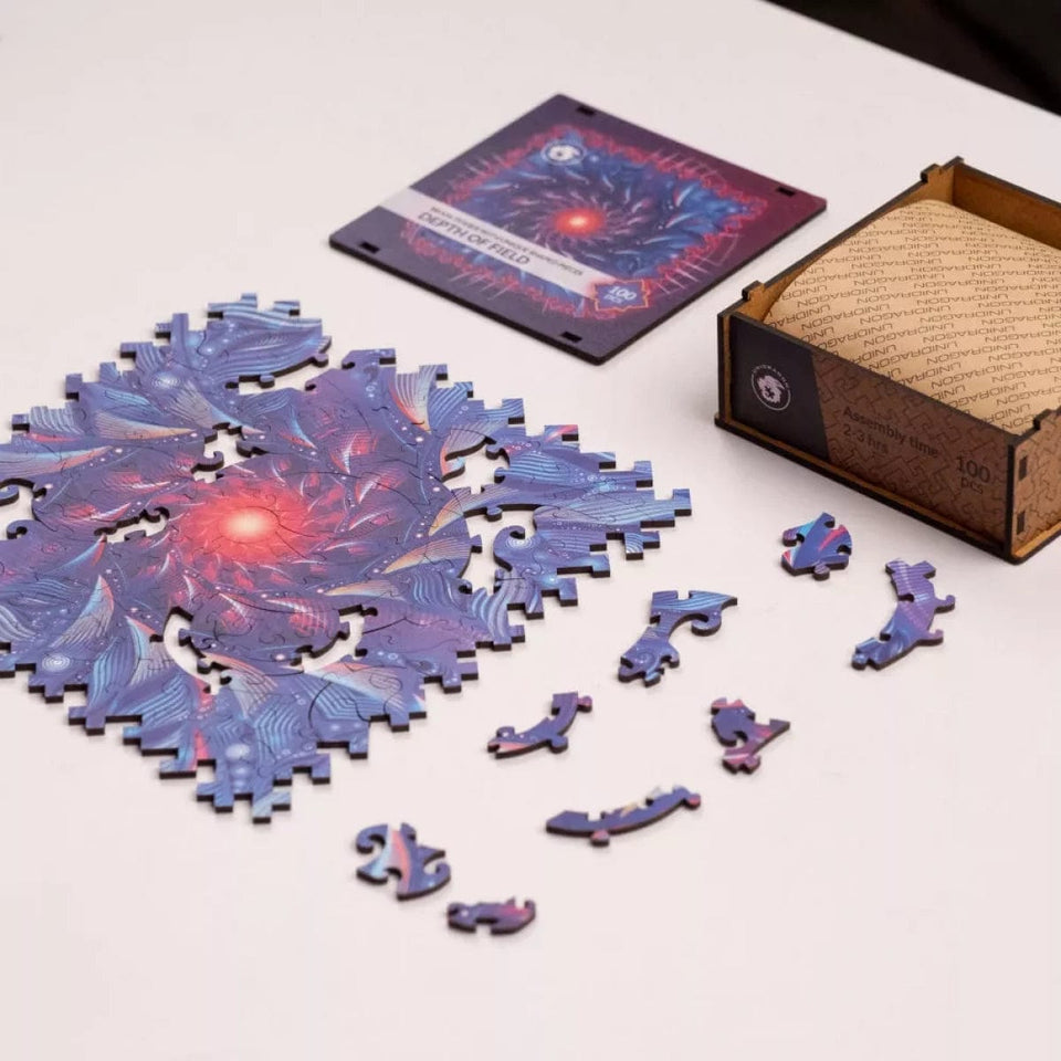 Depth of Field wooden brain teaser puzzle — size dimensions and comparison