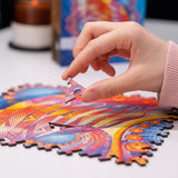 Concurrent Abstraction wooden brain teaser puzzle — in use with hands assembling