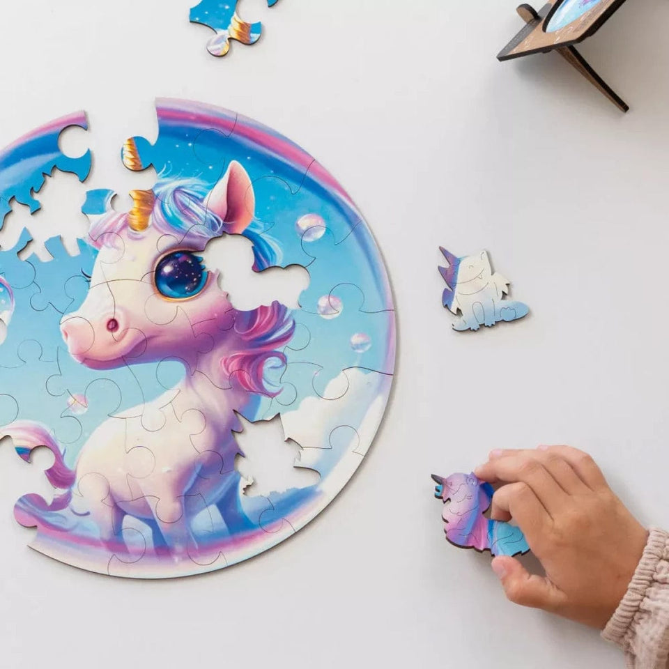 Unicorn Bubblezz Bubblezz wooden puzzle — premium HDF laser-cut puzzle close-up