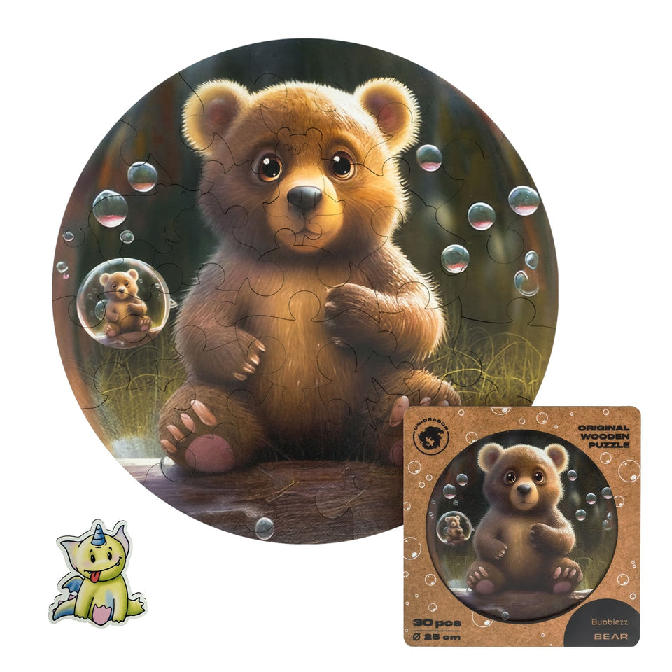 Bear Bubblezz Bubblezz wooden puzzle — front view with vivid artwork