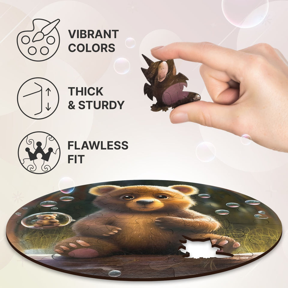 Bear Bubblezz Bubblezz wooden puzzle — designer gift box and packaging