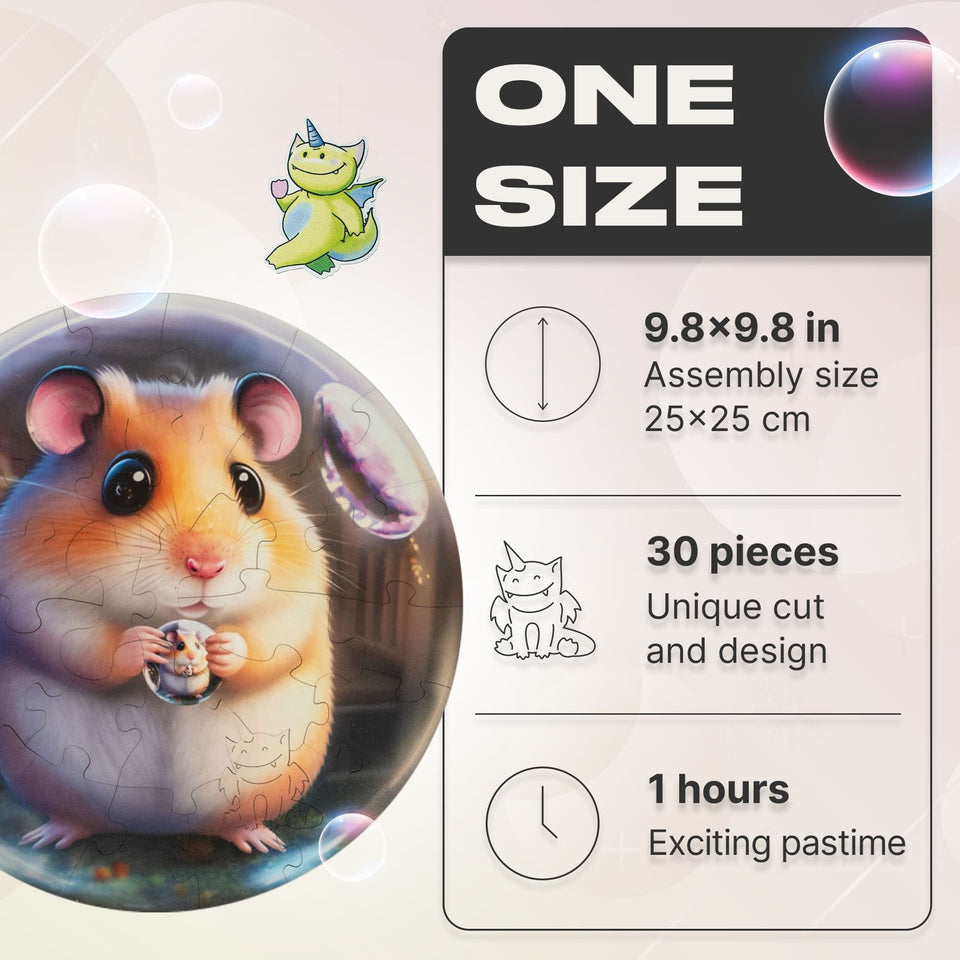 Hamster Bubblezz Bubblezz wooden puzzle — close-up of HDF wooden puzzle pieces