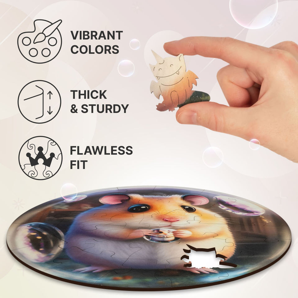 Hamster Bubblezz Bubblezz wooden puzzle — designer gift box and packaging