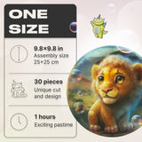 Lion Bubblezz Bubblezz wooden puzzle — close-up of HDF wooden puzzle pieces
