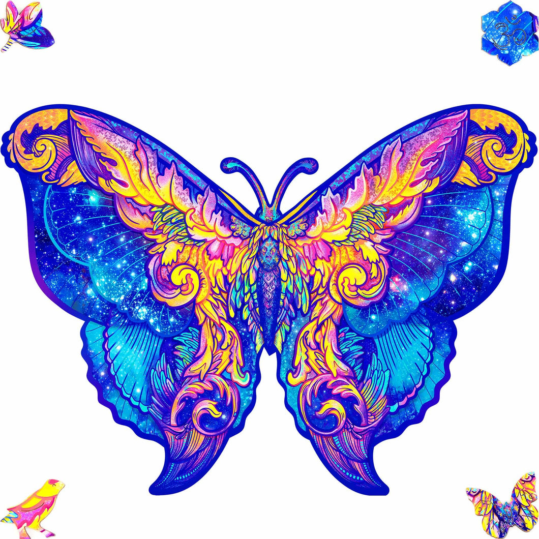 INTERGALAXY BUTTERFLY 木製ジグソーパズル 308ピース Intergalaxy Butterfly Wooden Puzzle for Adults | Unidragon