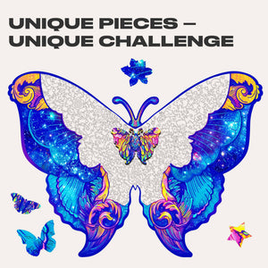 INTERGALAXY BUTTERFLY 木製ジグソーパズル 308ピース Intergalaxy Butterfly Wooden Puzzle for Adults | Unidragon