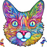 Impressive Cat wooden animal puzzle — front view with vivid artwork
