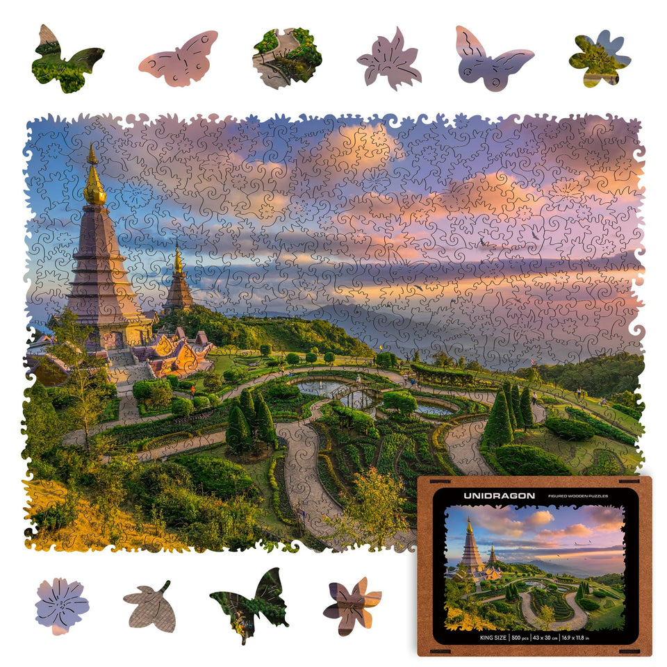 Chiang Mai wooden travel puzzle — front view with vivid artwork