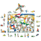 Airoport City wooden art puzzle — finished puzzle assembled on table