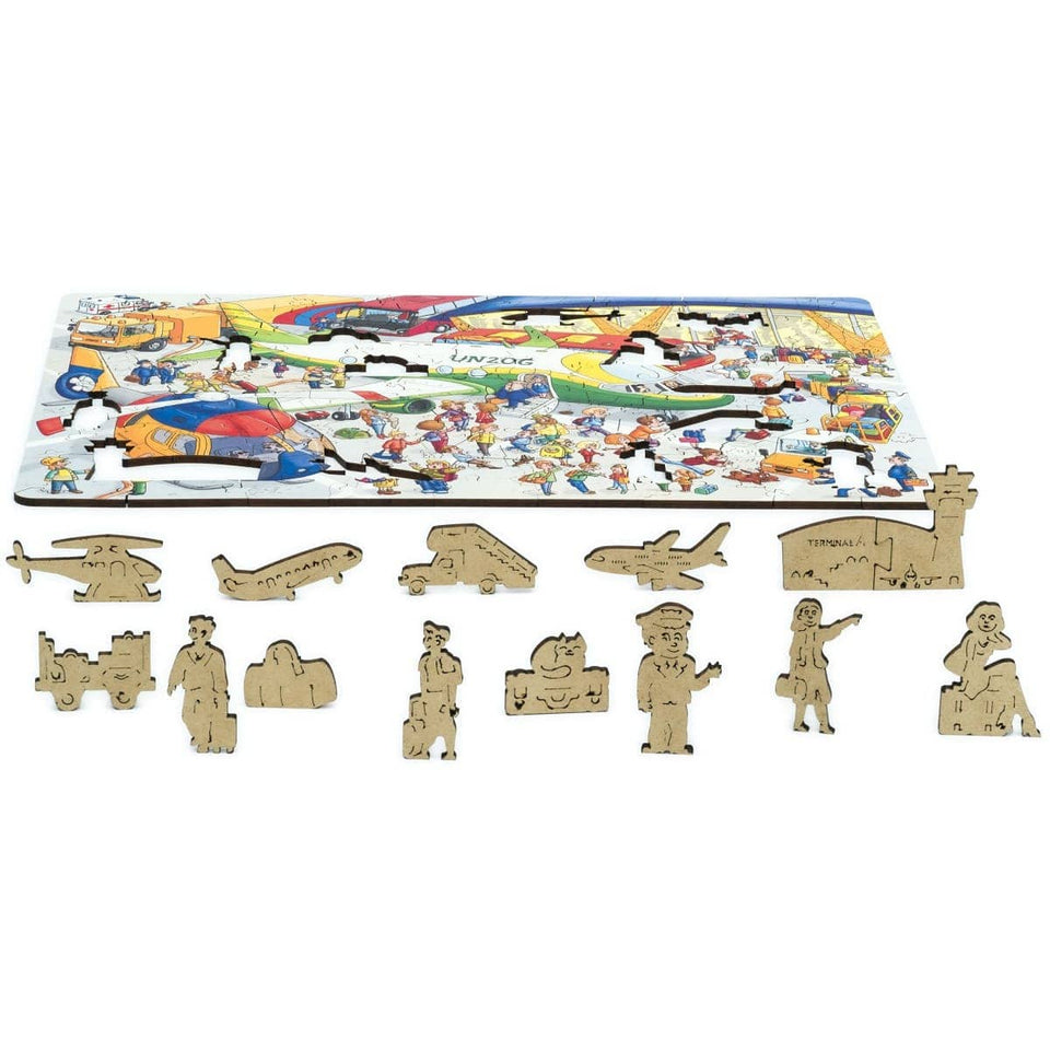 Airoport City wooden art puzzle — designer gift box and packaging