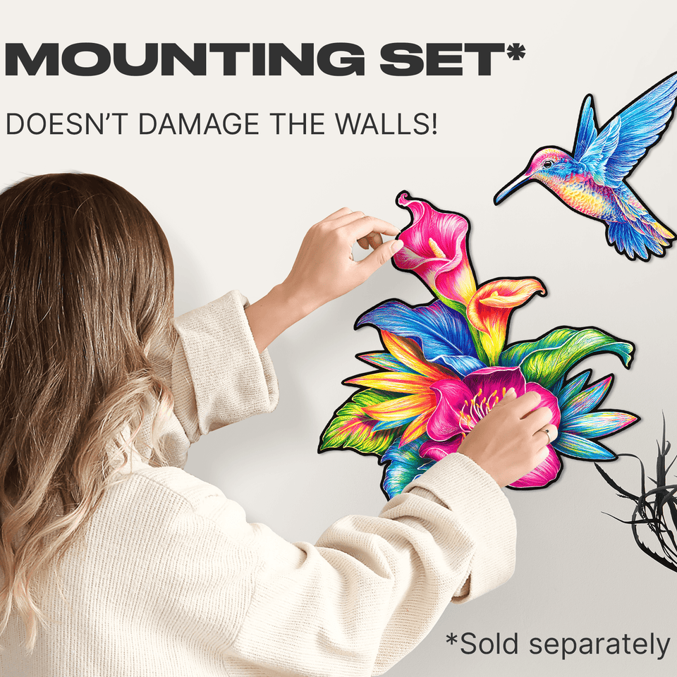 Elusive Colibri wooden animal puzzle — designer gift box and packaging