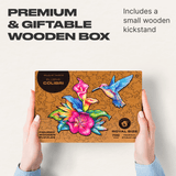 Elusive Colibri wooden animal puzzle — puzzle pieces showing unique laser-cut shapes