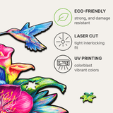 Elusive Colibri wooden animal puzzle — hand holding wooden puzzle piece detail