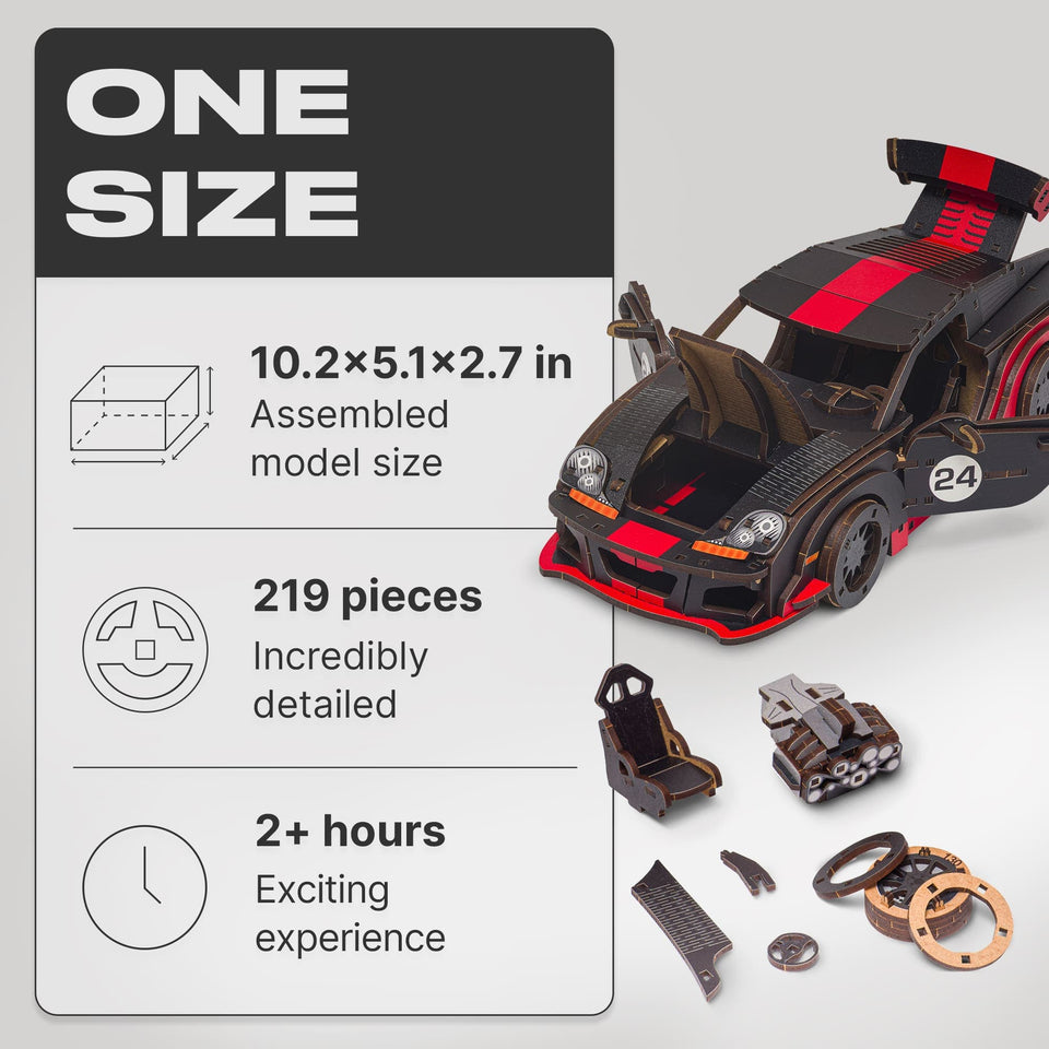 Comet GTS Black-Red Puzzle wooden puzzle — close-up of HDF wooden puzzle pieces