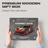 Comet GTS Black-Red Puzzle wooden puzzle — hand holding wooden puzzle piece detail