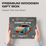 Comet GTS Blue-Orange Puzzle wooden puzzle — hand holding wooden puzzle piece detail