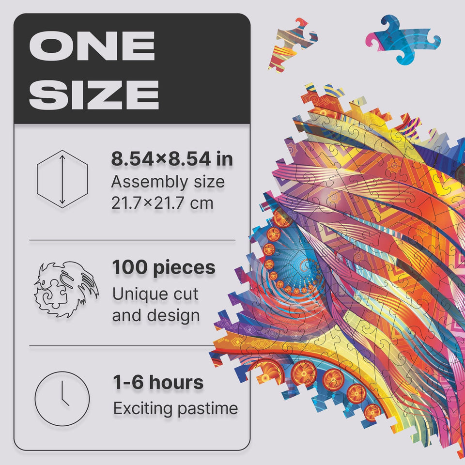 Concurrent Abstraction wooden brain teaser puzzle — close-up of HDF wooden puzzle pieces