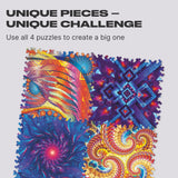 Concurrent Abstraction wooden brain teaser puzzle — finished puzzle assembled on table