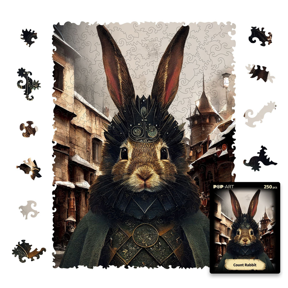Count Rabbit wooden animal puzzle — front view with vivid artwork